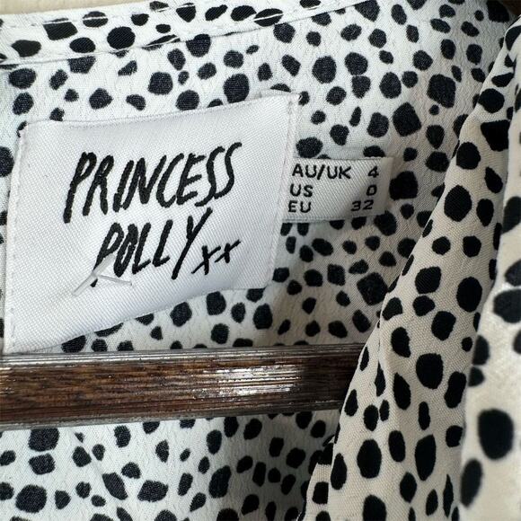Princess Polly Ruffle Mini Dress Black White 0 Fairy Whimsy Romantic Punk - Picture 6 of 12